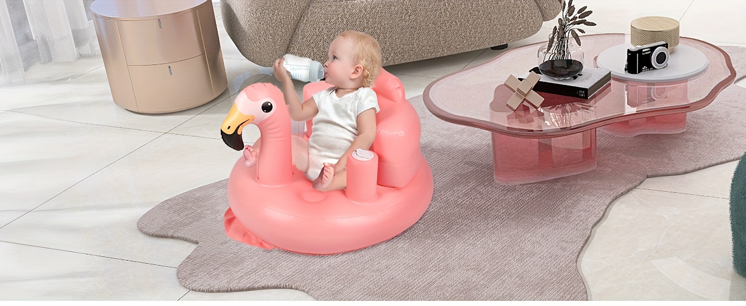   inflatable baby chair with built in air pump pvc baby floor seat support cushion portable toddler chair   sound suitable for 0 3 years old   white for home and travel details 6