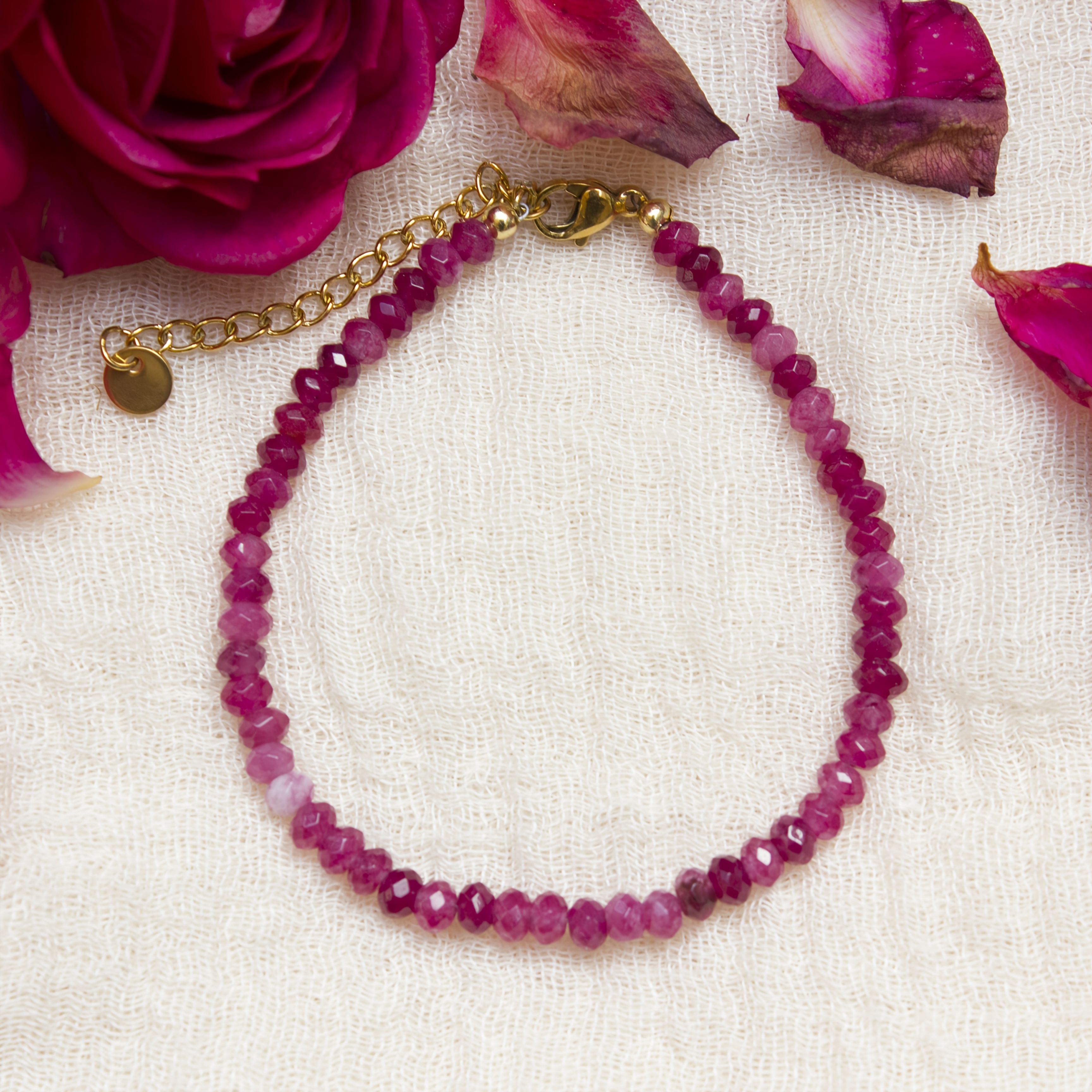 E-shop Naturstein Schönes Rosa Naturstein Armband, Glattes Rundes Naturstein Perlenarmband / / Handgefertigtes Damenarmband Geschenk für Mama