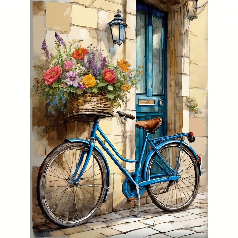 

5d Diy Diamond Painting Kit Vintage Bicycle & Flower Basket – Anime Theme, Round Acrylic Diamonds, Mosaic Craft Set, Cross Stitch Wall Art Home Decor – 30x40cm