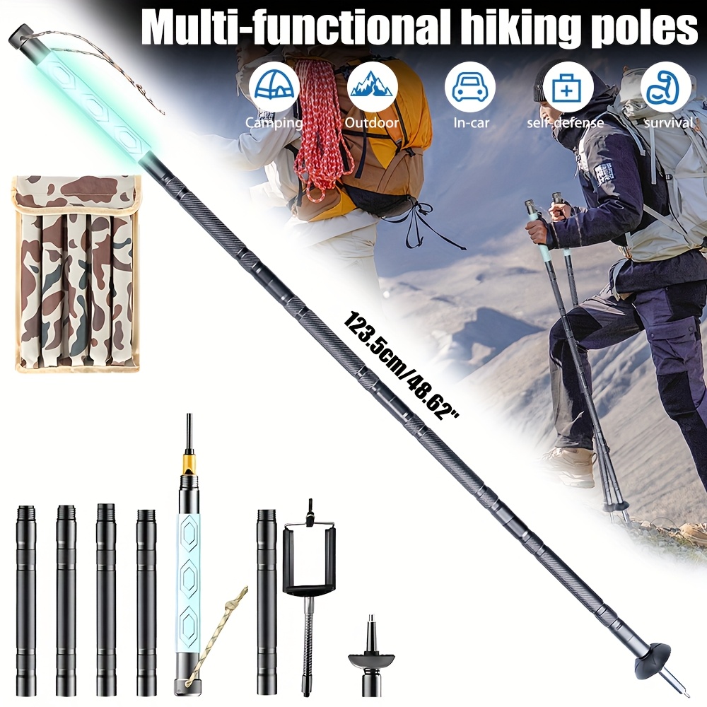 TEMU Trekking Poles, Hiking Poles, Walking Sticks, Climbing Poles, Trail Poles, 4 Types Of Handles For Easy Switching, Lightweight, Portable, With