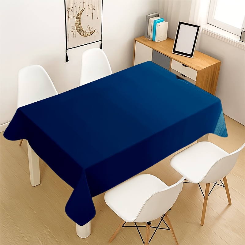 TEMU 1pc Soft, Stylish, And Beautiful Blue Minimalist Solid Color Tablecloth, Machine Washable And Easy To Clean, For Dining Table/coffee