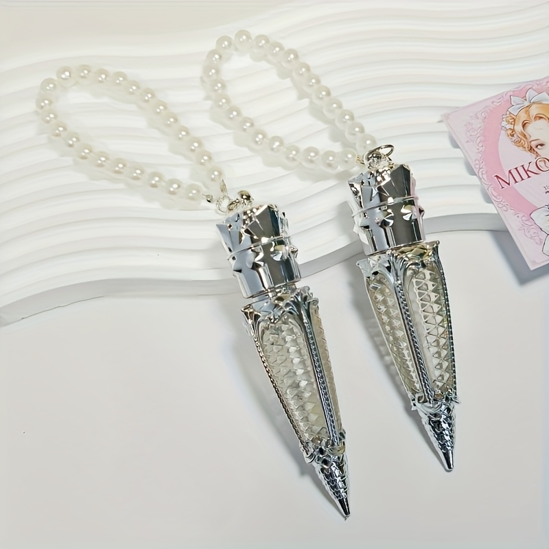 2 Empty Lip Gloss Tubes With Brush Head And -shaped Chain, Golden Silvery Carrot Shaped Refillable Lip Oil Containers, Luxury Women's Diy Tools Travel Split Bottle Accessories