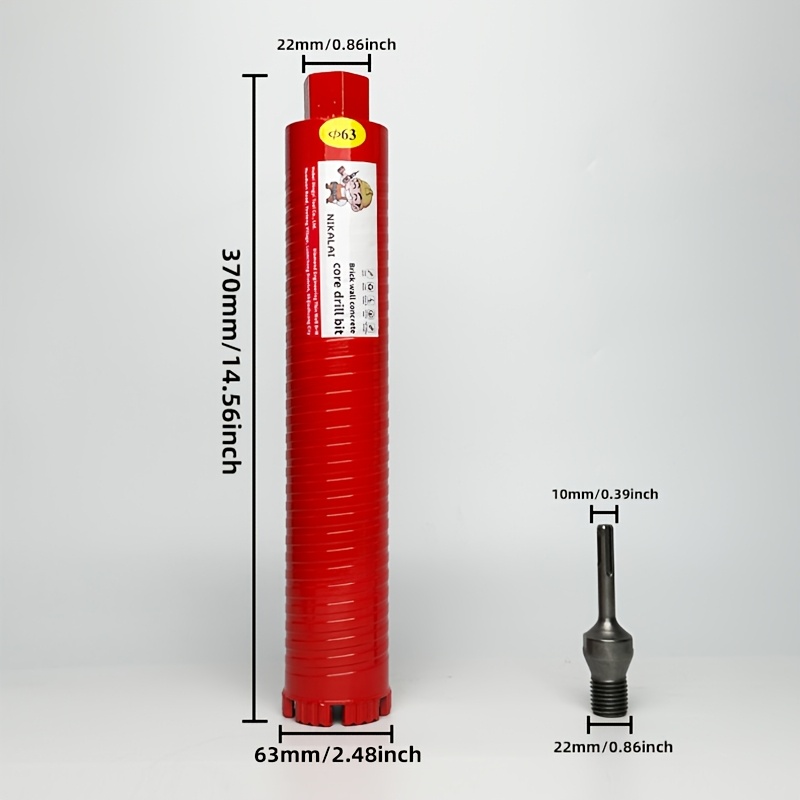 Sds-plus 63mm (2.48") Diamond Core Drill Bit | Heavy Duty Concrete Brick Wall | Dry/wet Dual Use Laser Welded Masonry Cutter
