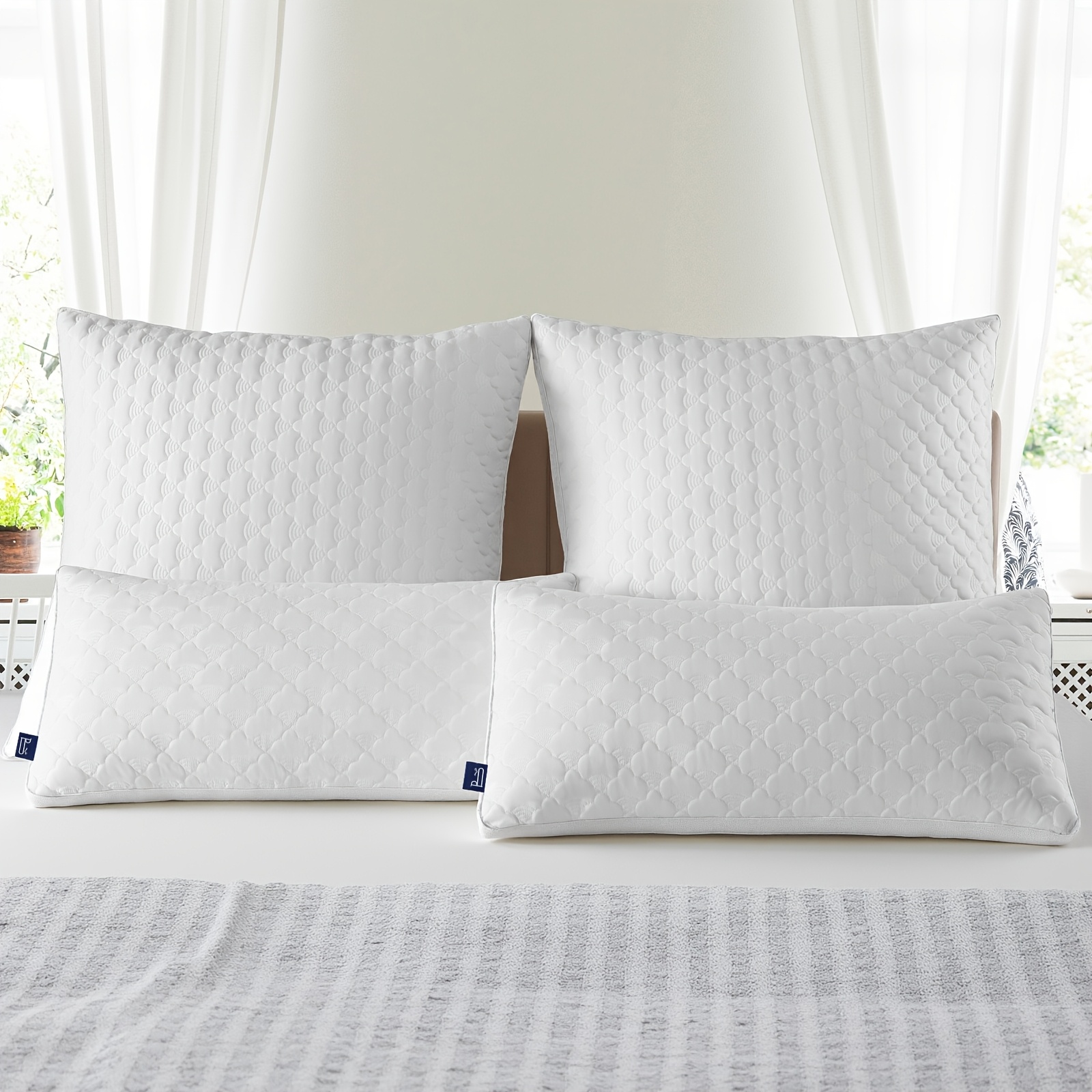 BedStory 2pcs Set Of Pillows, 80x80cm Or 40x80cm, with Zipper, Microfiber Pillows, Height Adjustable, Breathable, Washable, Soft And Supportive, White