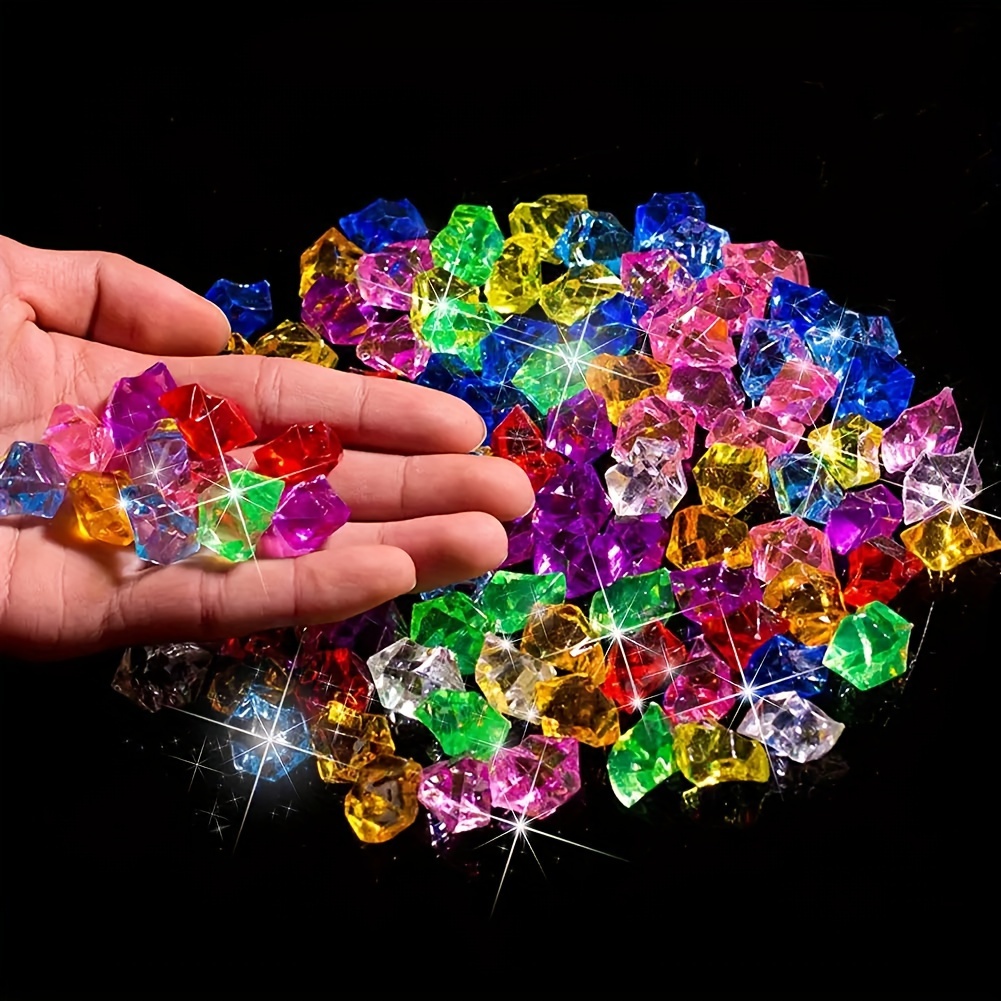 

100pcs Vibrant Acrylic Crystal Gems - Rocks For Aquariums, & Decor, Fish ,