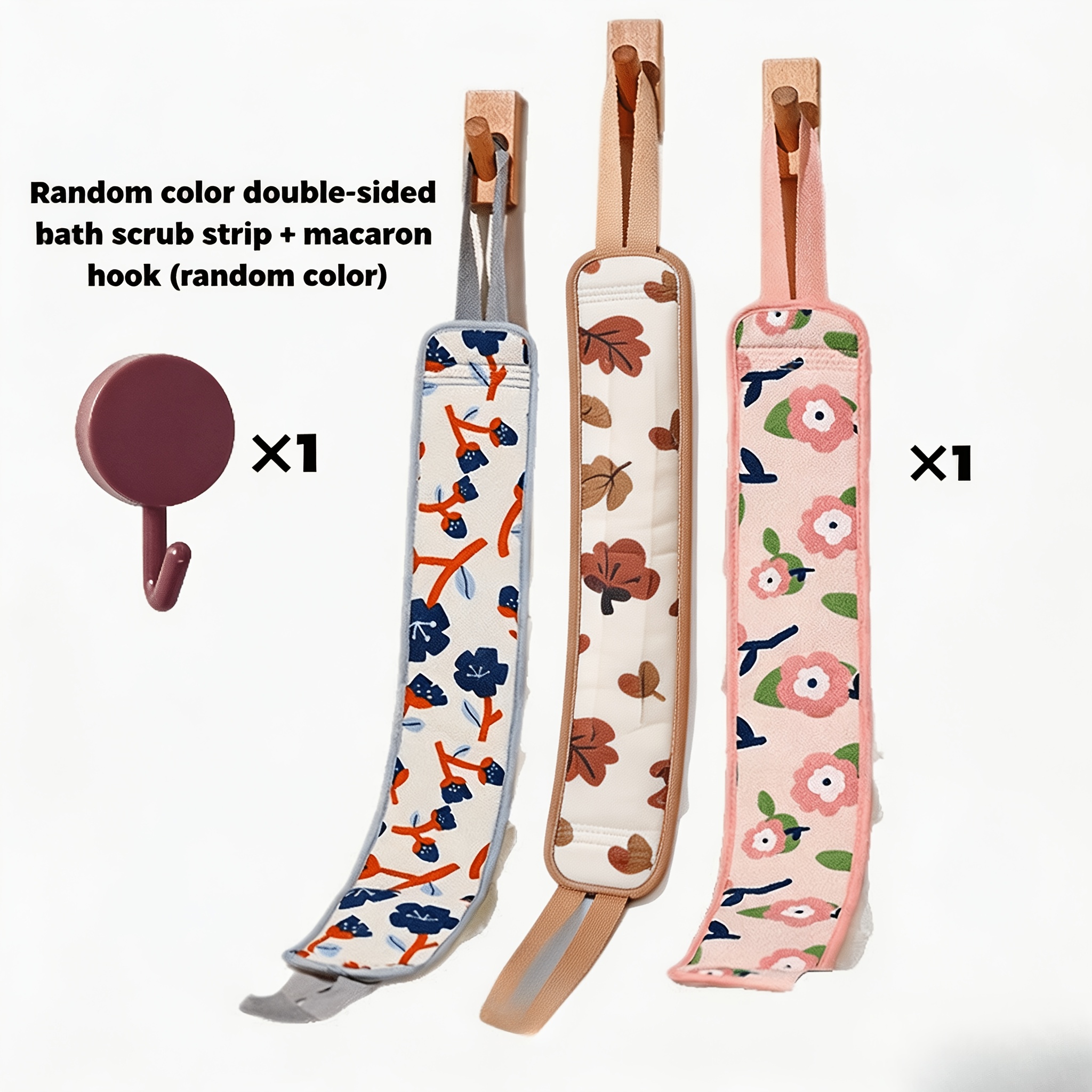 Image of 2pcs = 1pc Random Color Double-sided Bath Loofah And 1pc Macaron Hook (random Color). To Bath Flowers And Towels, Is A Dense Bath Loofah, Easily Producing Cloud-like Rich Foam