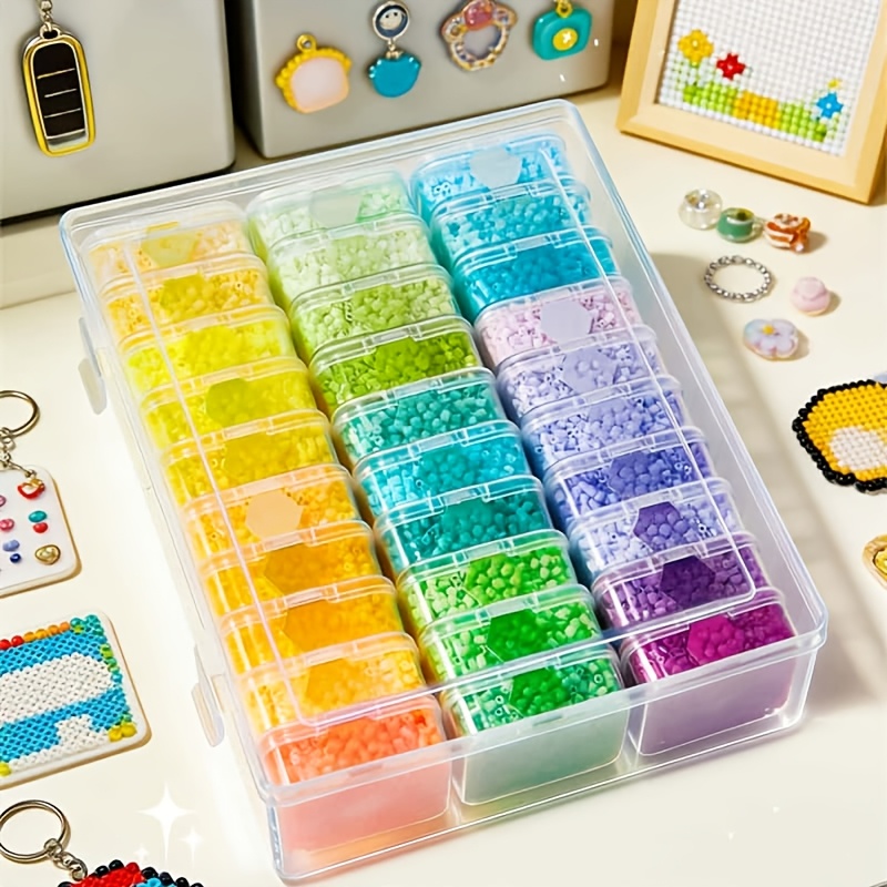 TEMU 31pcs [30pcs Small Boxes And 1pc Large Box] Multifunctional Bead Storage Box, Storage Box Set, With 30pcs Small Boxes, Bead Tools Transparent