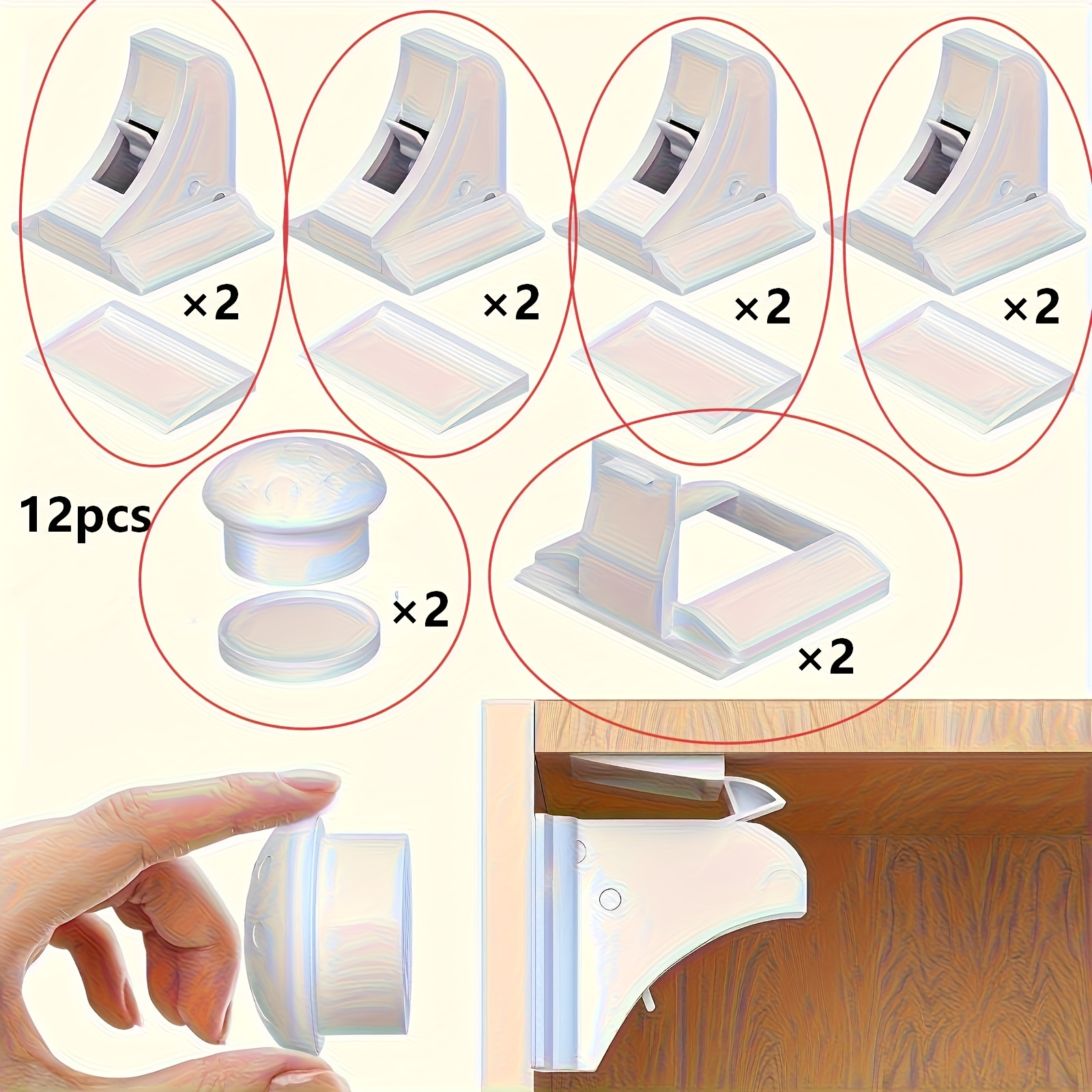 Image of 6/12pcs Invisible Locks, Finger Protection Magnetic Drawer And Cabinet Locks, Suitable For Cabinets And Drawers, Back-to-school Essential, No Tools Needed, Enhance