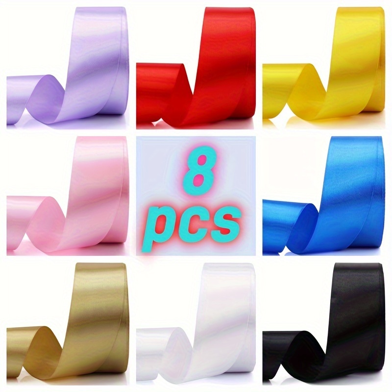 

8 Rolls 200 Yards 1-1/2 Inch Satin Ribbon Wide Ribbon Solid Color -25 Yards/roll, 1.5 Inch Assorted Colors Ribbon For Gift Wrapping Girl Hair Bow, Assortment Ribbons For Crafts Party Wedding Decor