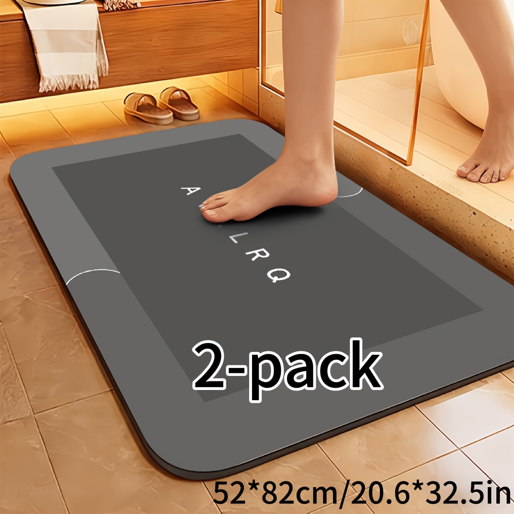 1 2pcs super absorbent bathroom mat fast drying anti slip absorbent diatomaceous   mat pet feeding mat soft and comfortable bathroom mat suitable for bathroom shower laundry room bedroom kitchen floor mat