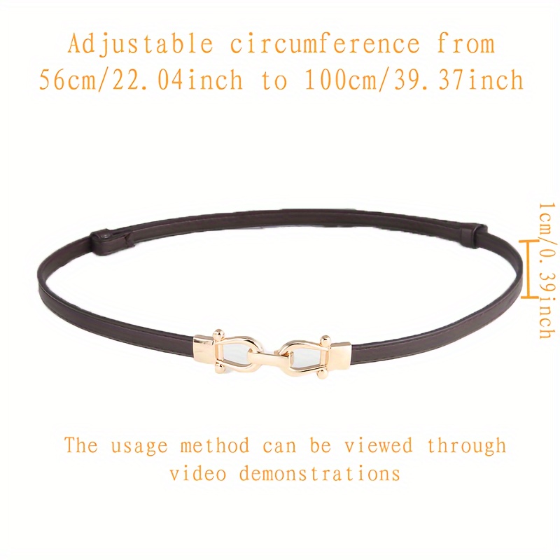 Women's Adjustable Waist Belt PU Leather Golden Square Buckle Casual Accessory