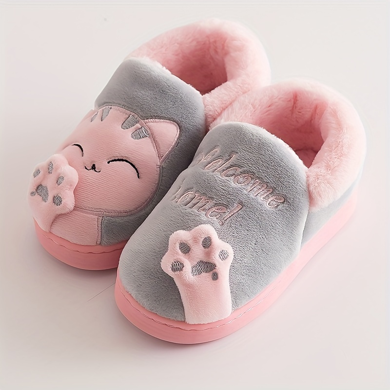 Image of Cute Cartoon Plush Slippers For Boys, Non-slip Warm And Comfortable Indoor Shoes For Girls, Suitable For Boys And Girls