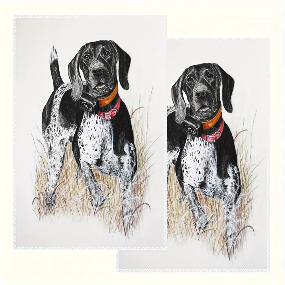 

2pcs Single-sided Printed Kitchen Towels, Black German Shorthaired Pointer 16x24 Inch, Rustic Decorative Dishcloths, Tea Towels For Holiday Use_llzas31