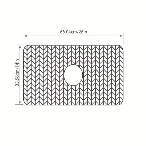 Kitchen Sink Protector Mat - 66cm x 35cm Heat-Resistant Rubber Non-Slip Foldable Pad Suitable for Stainless Steel Sinks with Right Drain (Gray)
