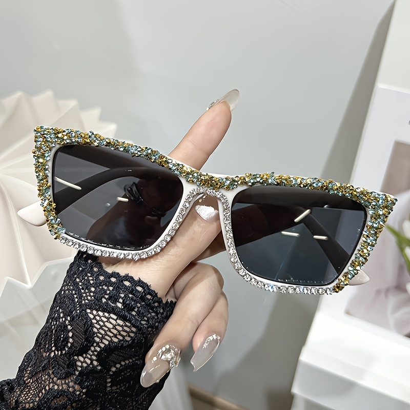 chic square cat eye frame embellishments stylish Temu Bahrain