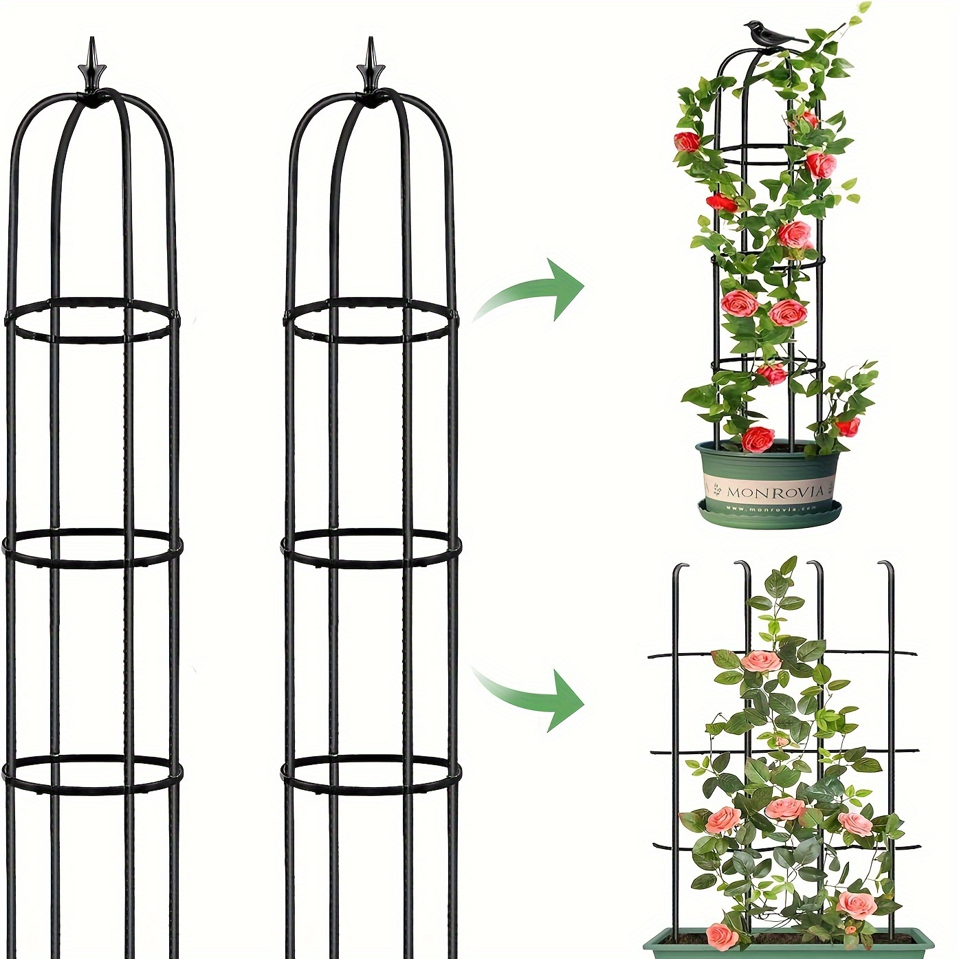 

Tower Obelisk Garden Trellis For Climbing Plant, 59inch Rustproof Metal Potted Plant Climbing Support For Indoor Outdoor Flowers Vegetable Fruits Vines Support