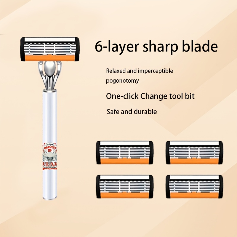 Men'S 72-Blade Razor: Progressive Design for Painless Shaving, 2 Non-Slip Handles, Classic Style, Ideal Gift for Birthday/ Father'S Day