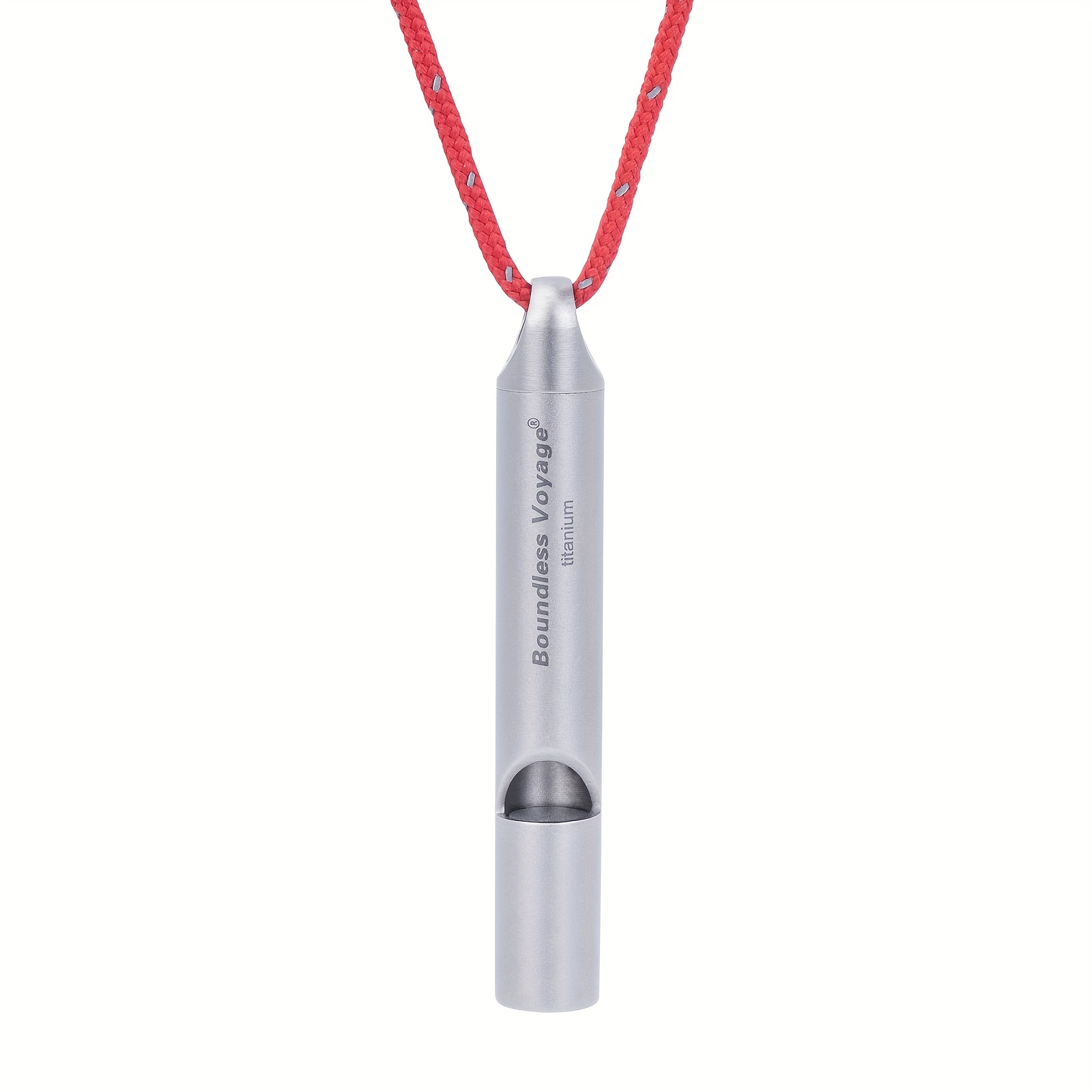 Image of Voyage Titanium Whistle - Durable, Portable Emergency Signal With Red Lanyard, Hiking, Camping, And Sports Training, Emergency Signal Device | Compact Emergency Signal | Durable Titanium