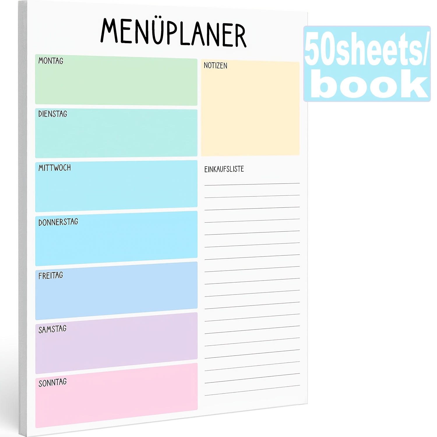 Image of 50 Pages Per Book, Weekly Meal Planner, German A4 Weekly , Weekly Shopping List Planner, Meal Planning For , Perfect For Viewing Your Next Meal And Shopping List, Suitable For Family Menu Planning