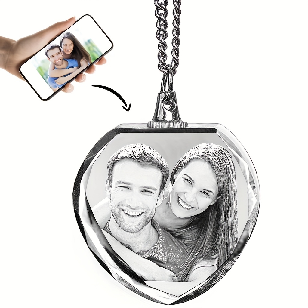E-shop Funkelnder personalisierter künstlicher Kristall-Anhänger mit individuellem Foto - Ewiges Andenken für Hochzeit/Jahrestag, Liebe und Familie,