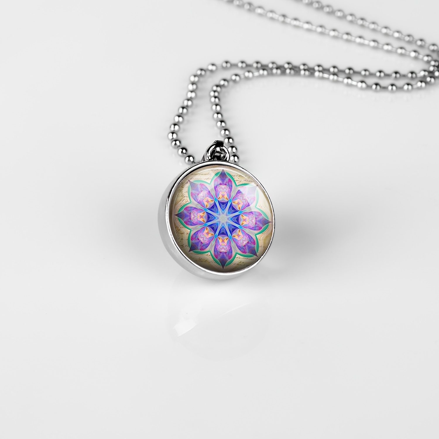 White Round Sphere Double-Sided Art Pendant Necklace