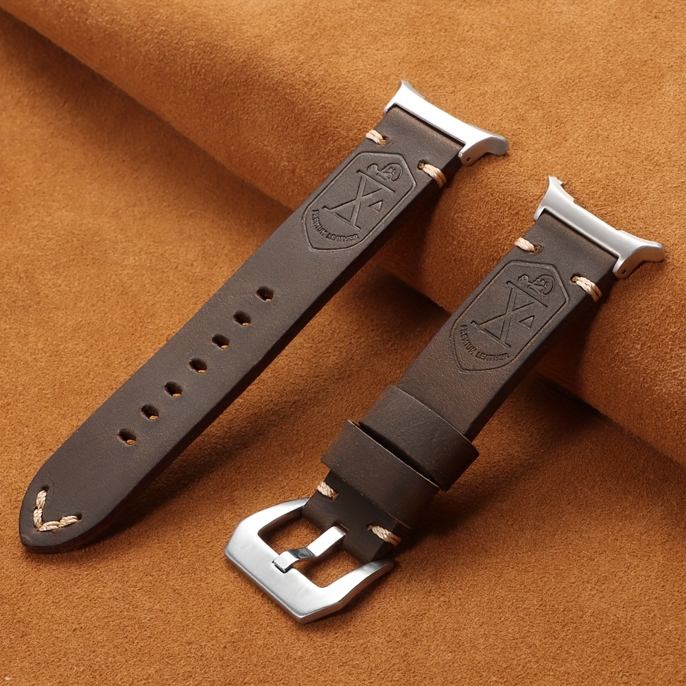 Image of Handmade Cowhide Watch Strap For Galaxy Watch Ultra 47mm Bracelet For Galaxy Watch Watch 7 47mm Wristband Accessories Thicker Men Bracelet