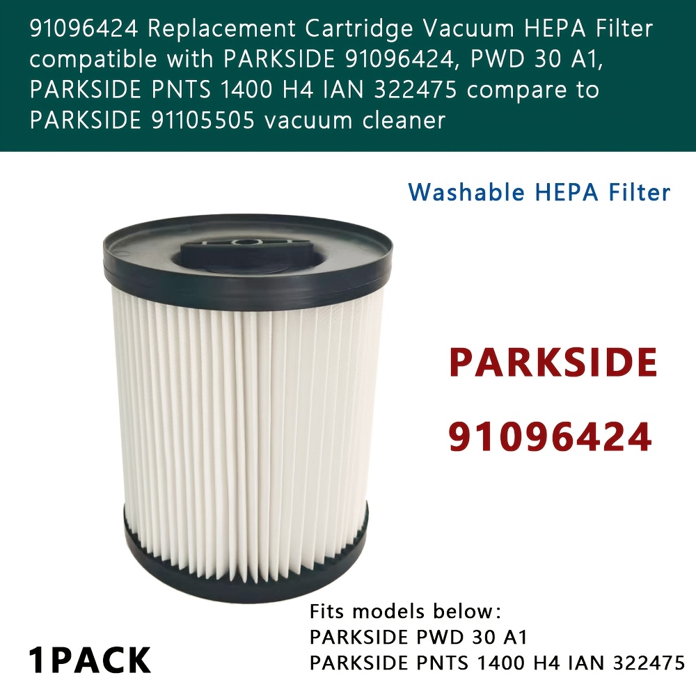TEMU 1 Pack 91096424 Replacement Cartridge Vacuum Hepa Filter Compatible With 91096424, Pwd 30 A1, 1400 H4 Ian 322475 Compared To 91105505 Vacuum
