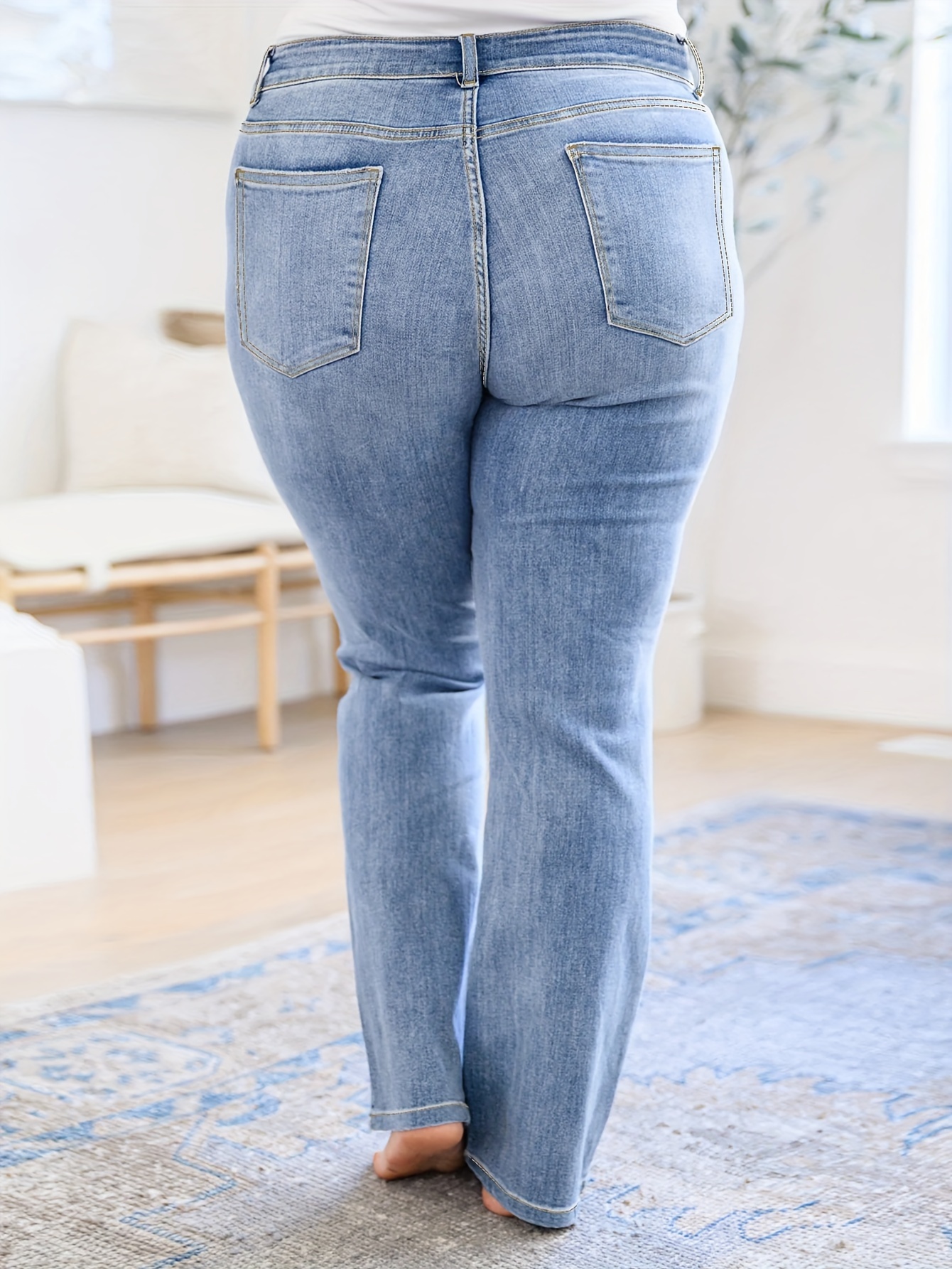 jean large taille plus taille haute femmes rondes extensible Temu