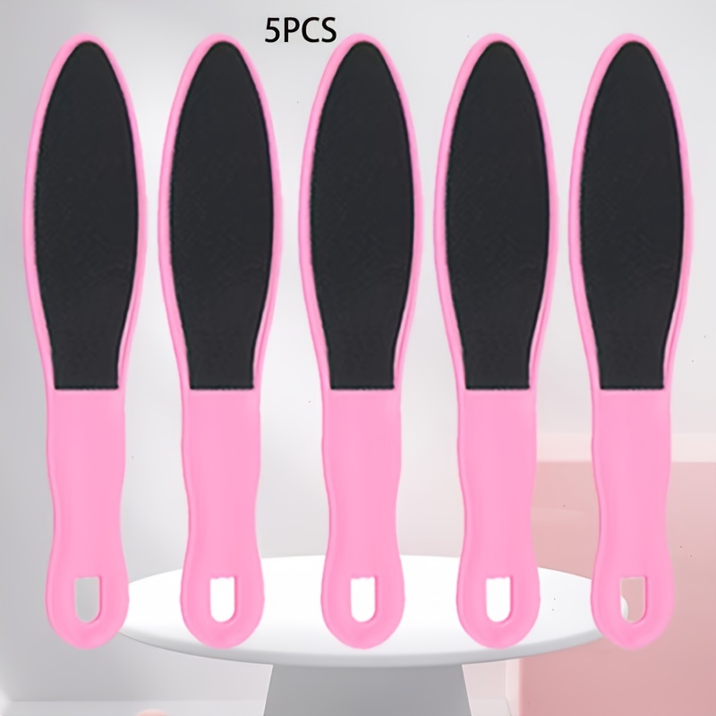 Image of 5pcs Large Double-sided Foot File Set For Dead Skin Removal - Double-sided Sandpaper Foot Files, Odorless, Durable Plastic Material, Foot Care Exfoliation Tool For Removal, Massage, And Beauty Set