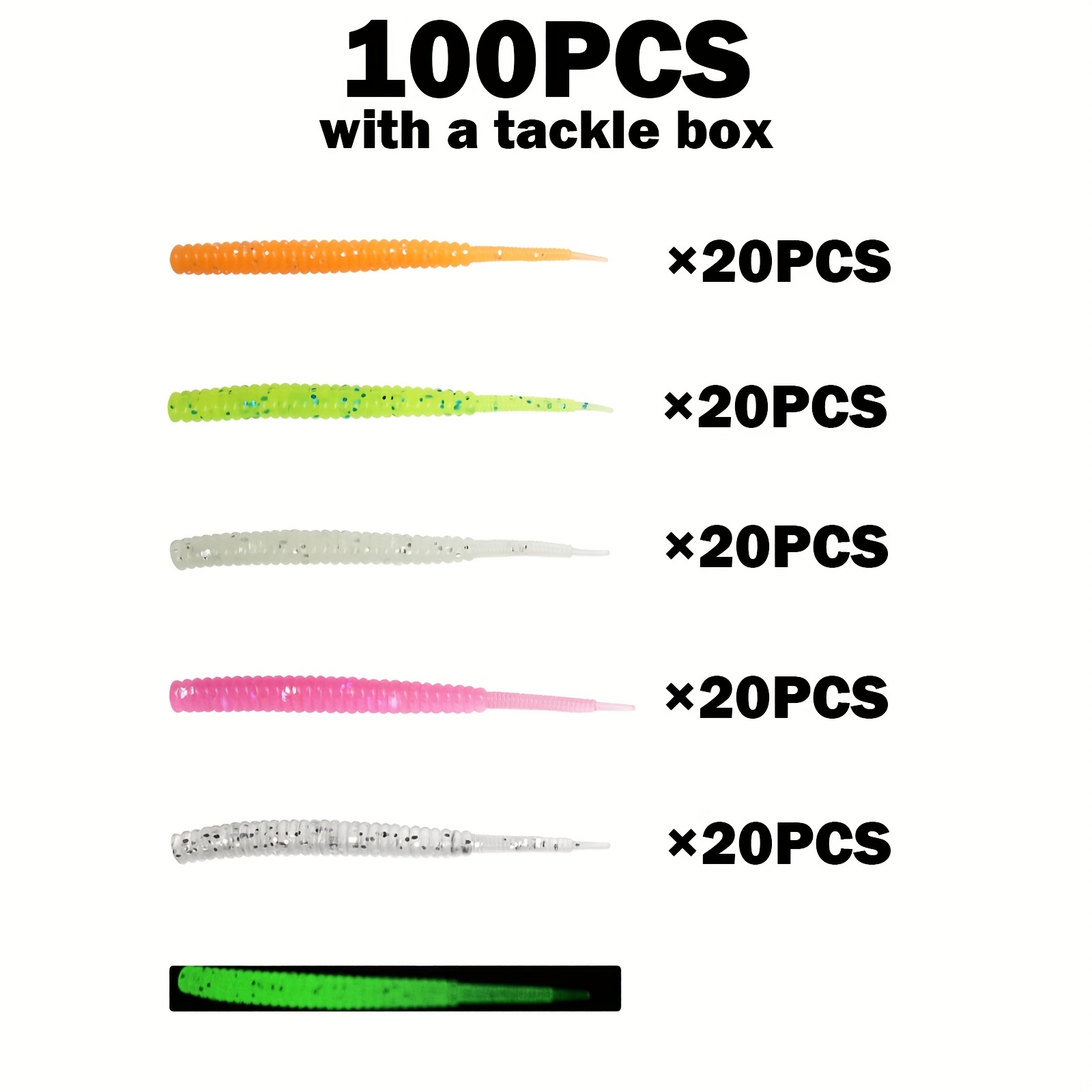 TEMU Set Of 100 Crappie Lures, Soft Plastic Baits For Fishing Crappie, Walleye, Trout, And , Includes Grubs And Worm Tail Swimbaits With Tackle Box
