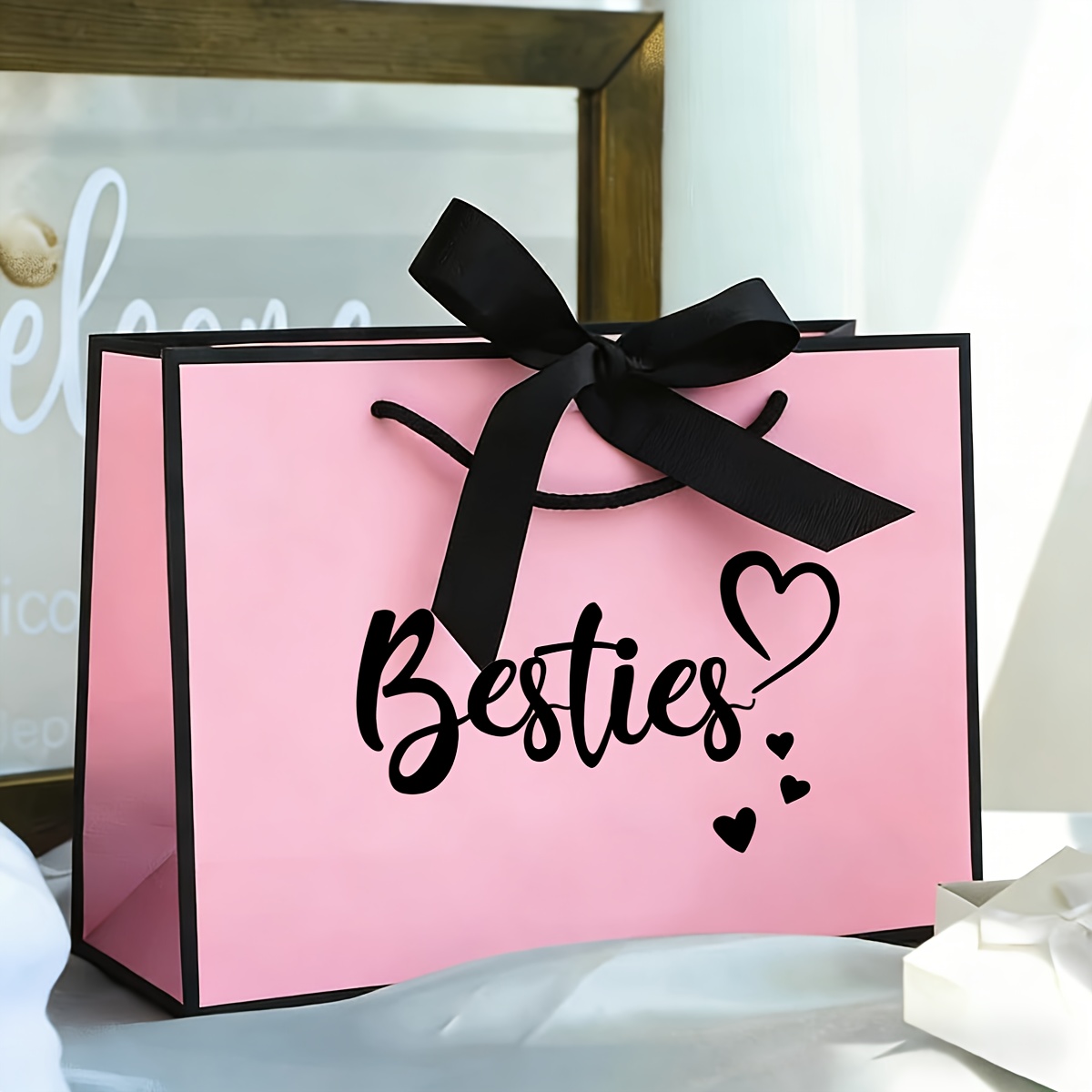TEMU 1pc Girlfriend Gift Bag, Elegant Handmade Paper Gift Bag For , Ideal For Birthday, Thank You, , Valentine's Day, Weddings, Business Packaging,
