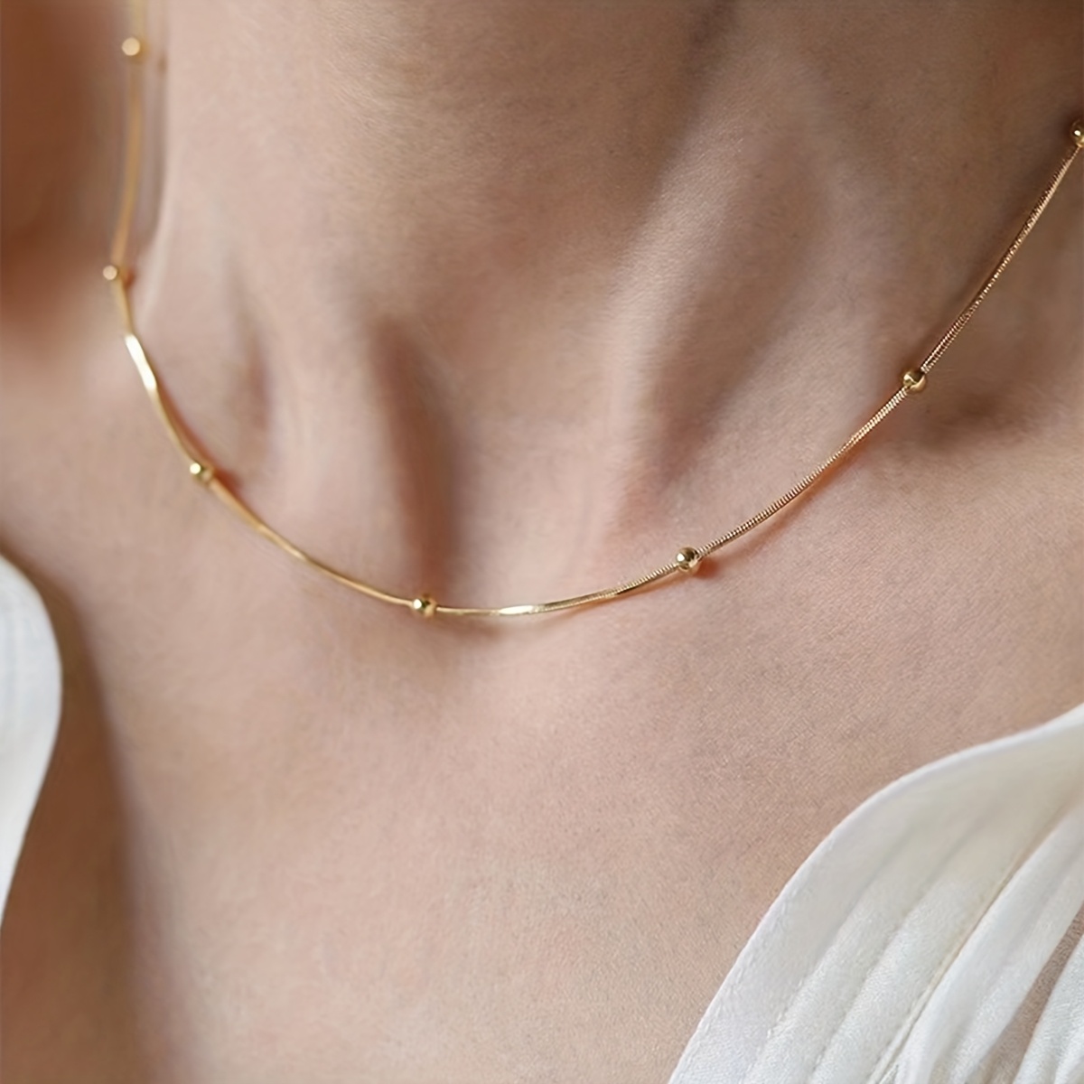 TEMU 1 Élégant collier chaîne plaqué or - Acier inoxydable 316L, accessoire de mode polyvalent, convient pour tous et les occasions cadeaux, adapté à