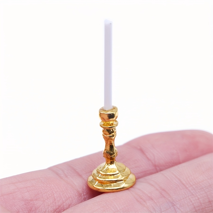 Image of 1pc, Dollhouse Decoration, Miniature Realistic Candlestick Ornament, Cottage Decor, Pocket-size Scene Diy Accessory, A Collectible Gift For Hobbyists And Enthusiasts