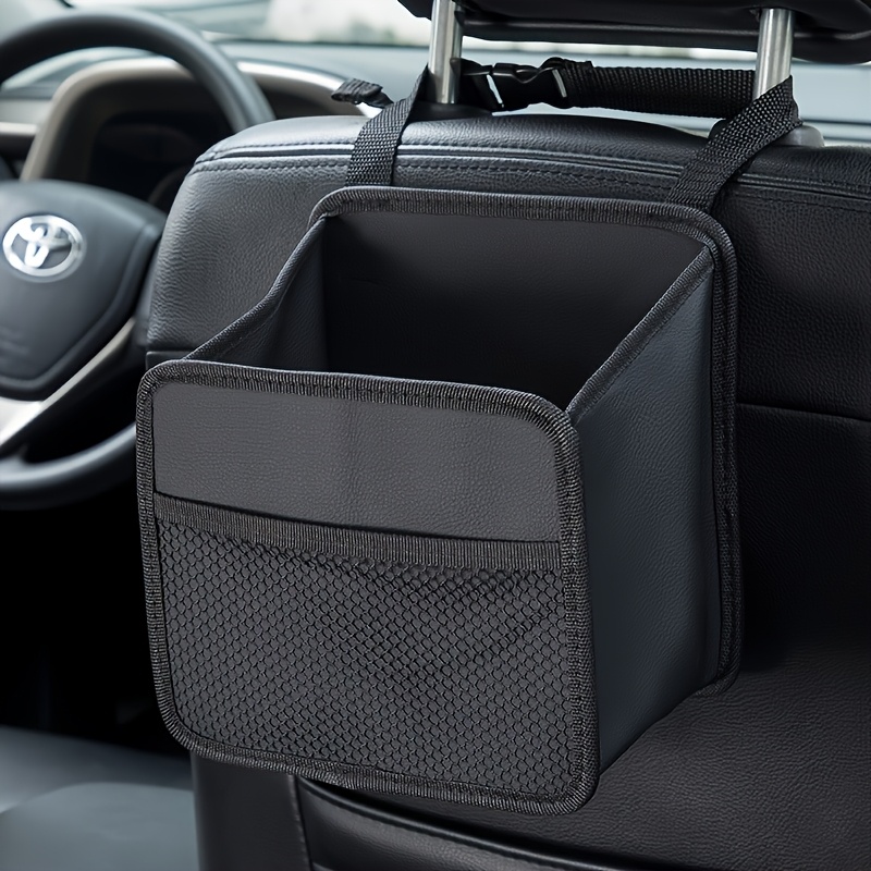 TEMU Faux Leather Storage Bag For Car Seat Backs - A Organizer For Water Bottles, Travel Mugs, And Additions Suitable For Suvs, Rvs, And