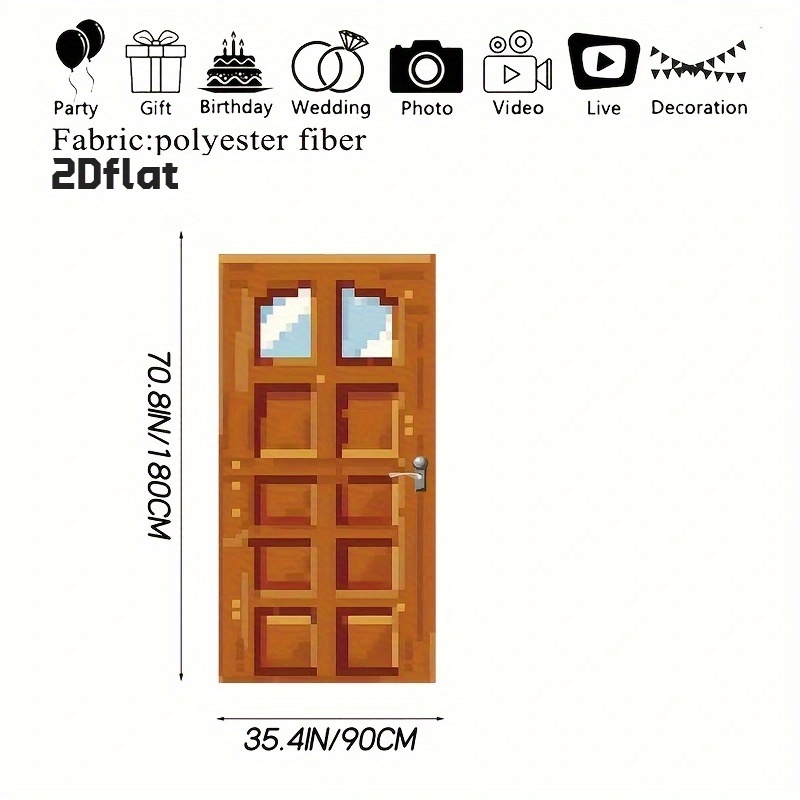 TEMU 2d Flat Banner, Game Room Wooden Door Theme Porch Sign Flag, Polyester, Bright And Durable, Suitable For Farmhouse Hanging Photo Background
