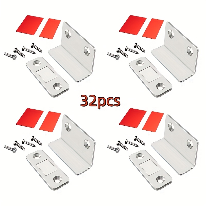 Image of A Set Of 32 Ultra-thin Magnetic Latches, L-shaped Drawer Magnets, Cabinet Door Adhesive Magnetic Seals, Suitable For Kitchen And Wardrobe Closures