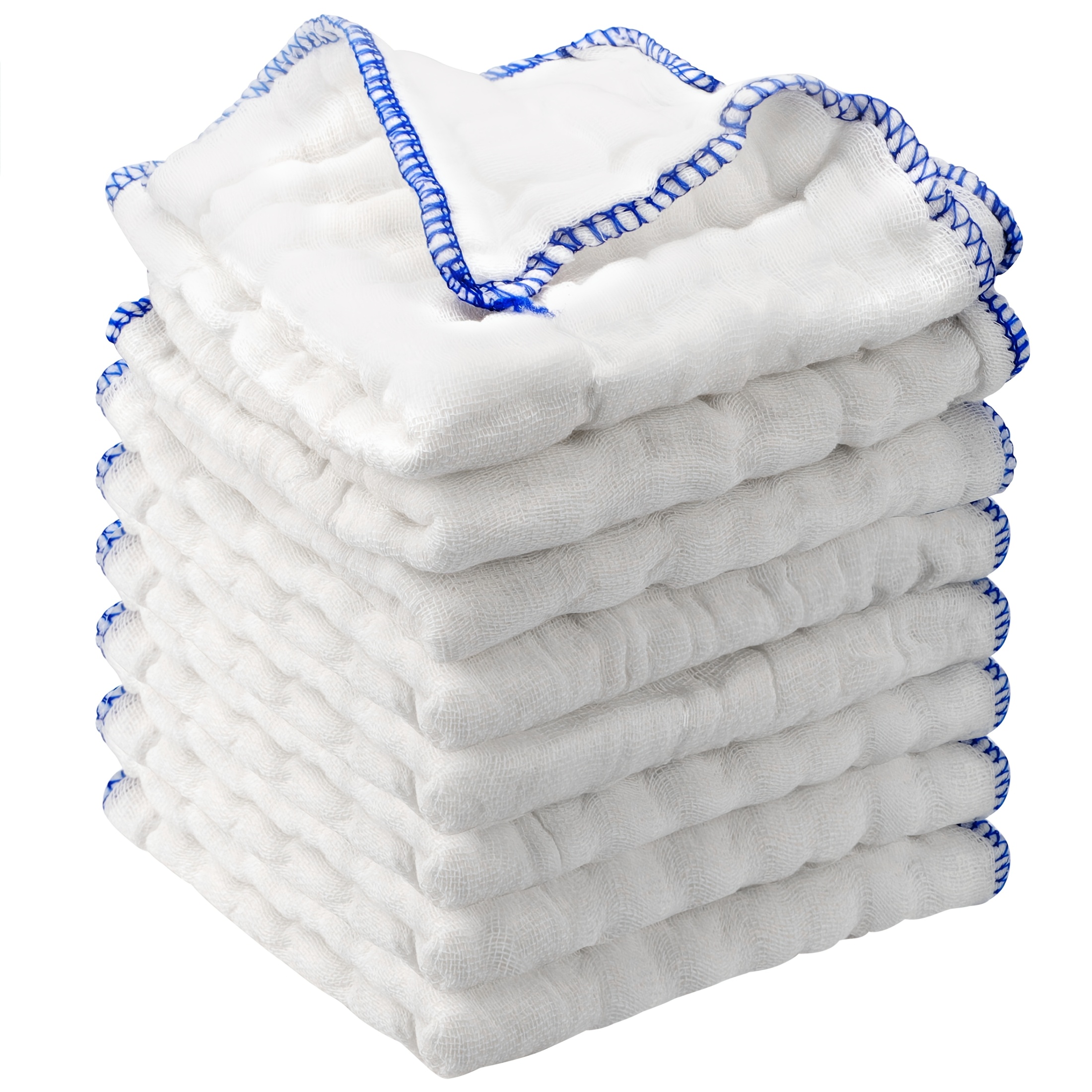 TEMU 8pcs Absorbent Dish Cloths, Reusable Rags With Wet And Dry Use, Washable Kitchen Towels For Stain Removal, Ideal For Countertops, Bathroom, And Household Cleaning