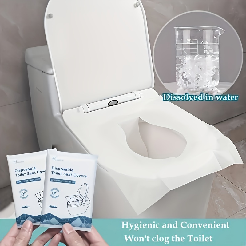 

50pcs Water Soluble Disposable Toilet Seat Covers, Soft Machine Washable Potty Seat Protectors For Buttocks, Travel Essentials For Pregnant Women, Elderly, Airplane, Camping