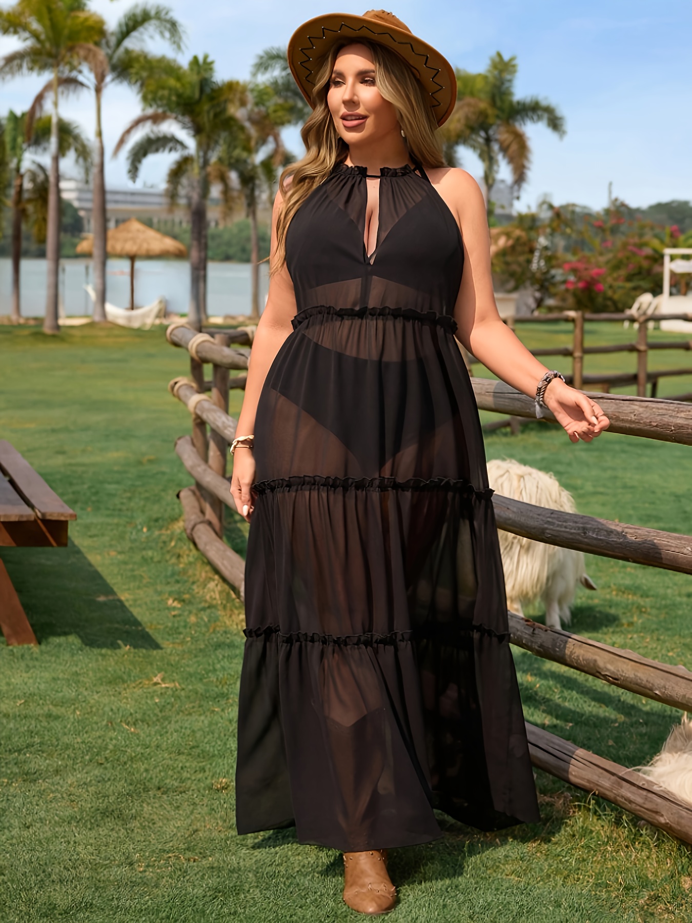 sheer dress women plus size sold on Temu United States