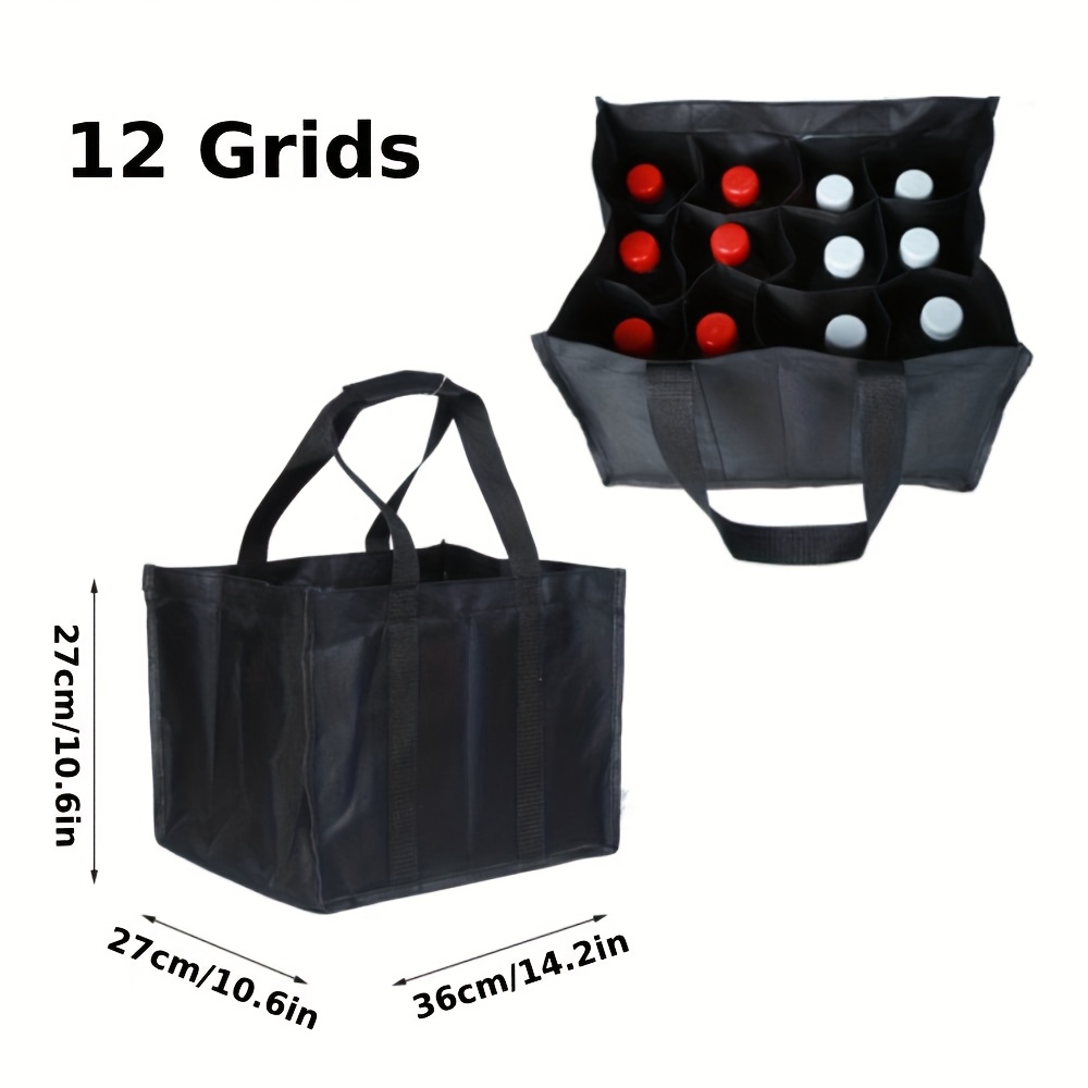 Bottle Bag, Water Bottle Daily Bag With Dividers, 6/12 Compartments , Black