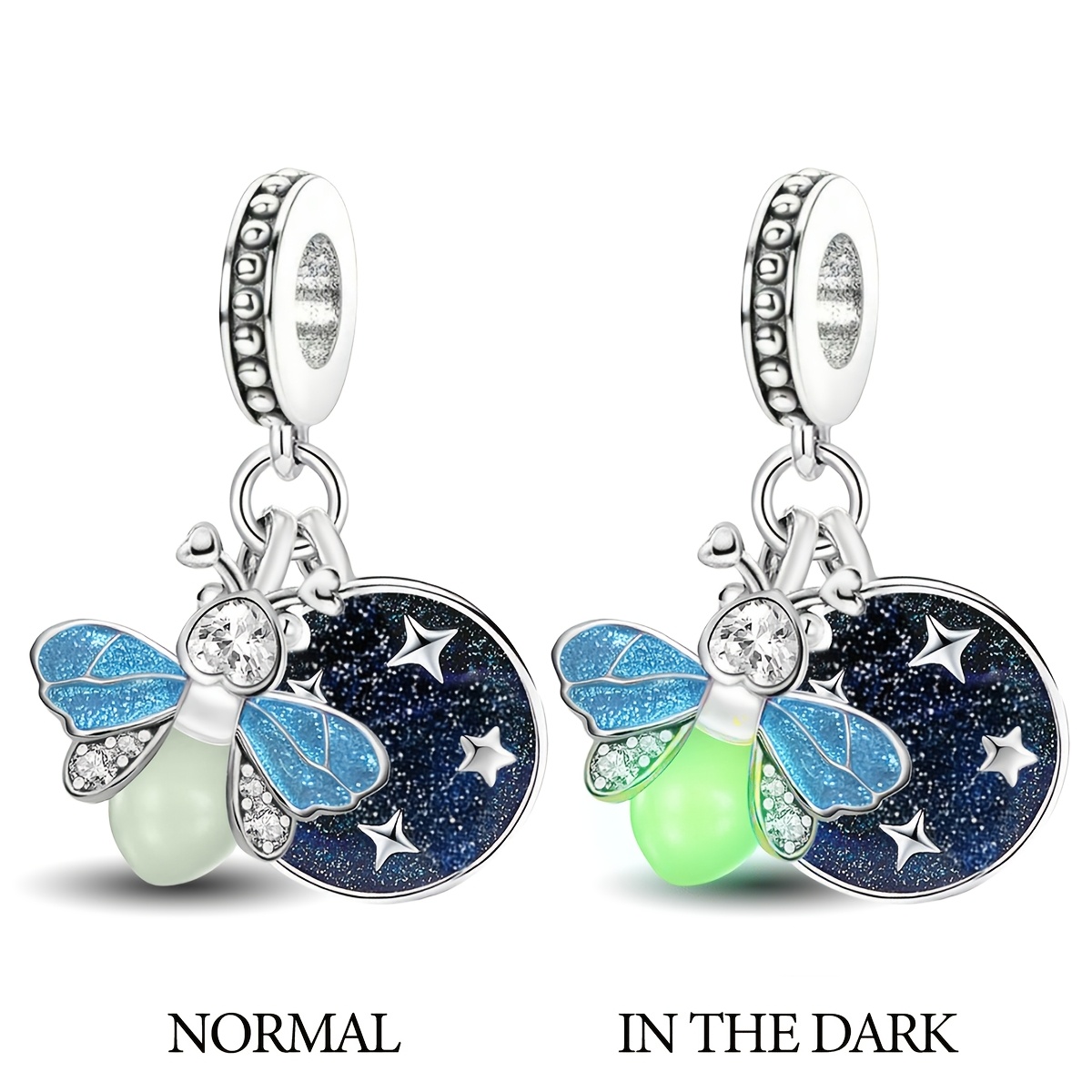 Women's 925 Silver Plated Starry Fireflies DIY Pendant Charm