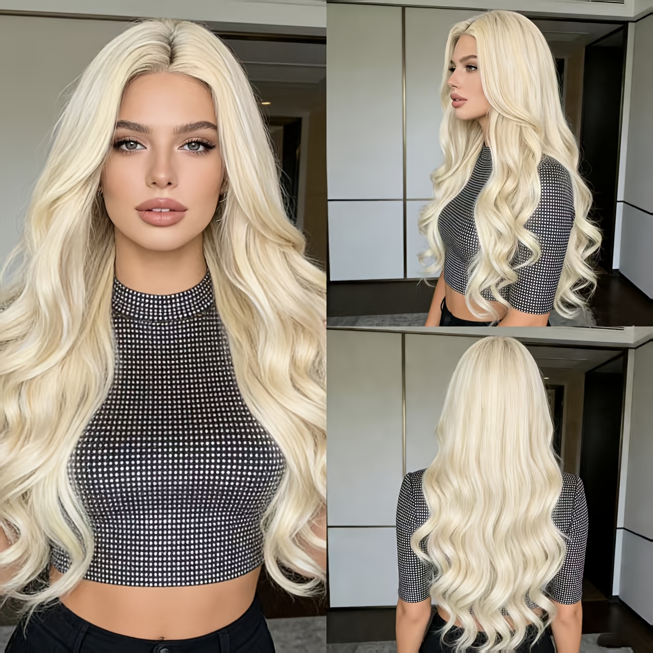 TEMU Chiaro per Donna, con Densit� e Capelli Lunghi e Ricci a , Parte e Realizzata in Materiale Sintetico Resistente al Calore, Perfetta per l'Uso ,
