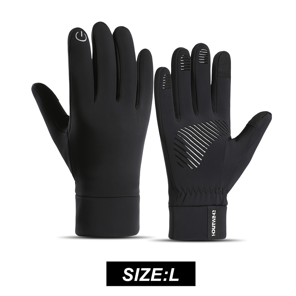 1 Pair Autumn/winter Unisex Long-finger Outdoor Sports Gloves With Fleece Lining, Anti-slip Touchscreen, Suitable For Cycling And Other Outdoor Activities