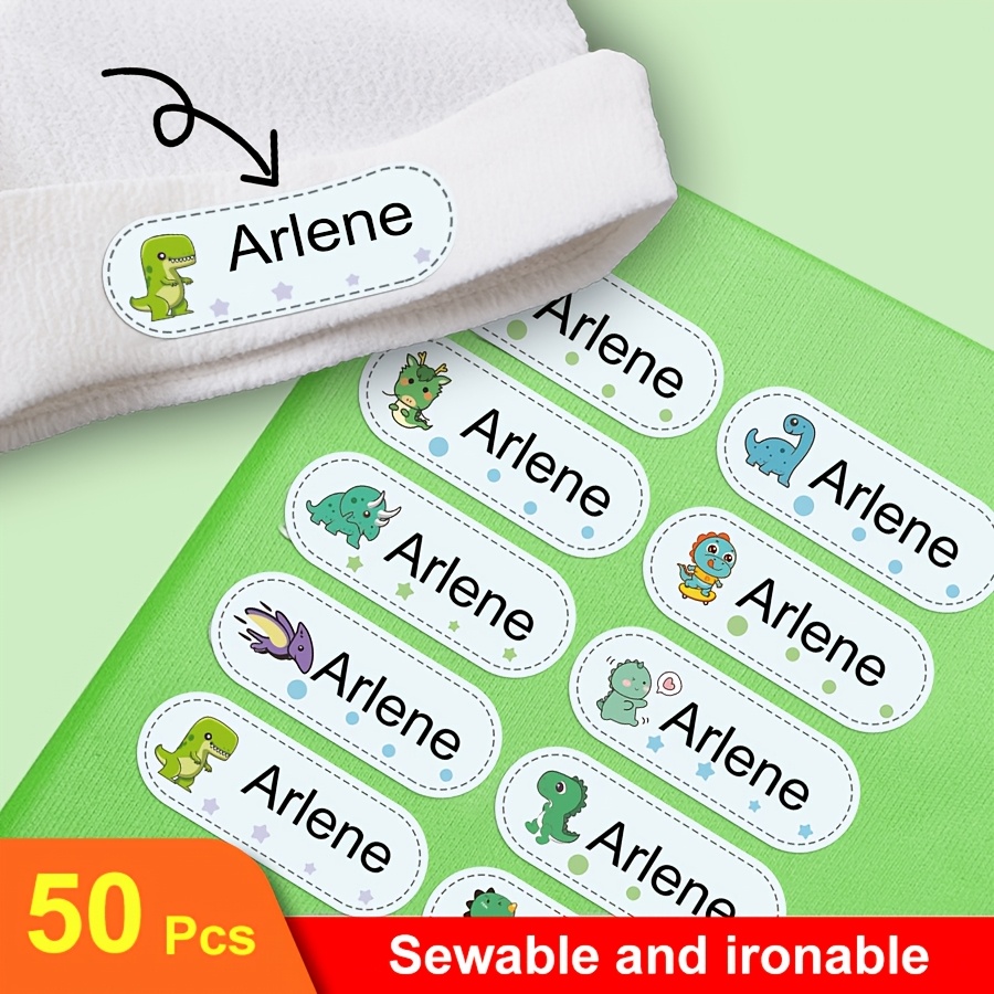 Image of Custom Ironing Dinosaur Garment Tags, Perfect For Custom Name Tags For Clothing, Hats, Shoes, Washproof And Durable, Sewn And Ironable