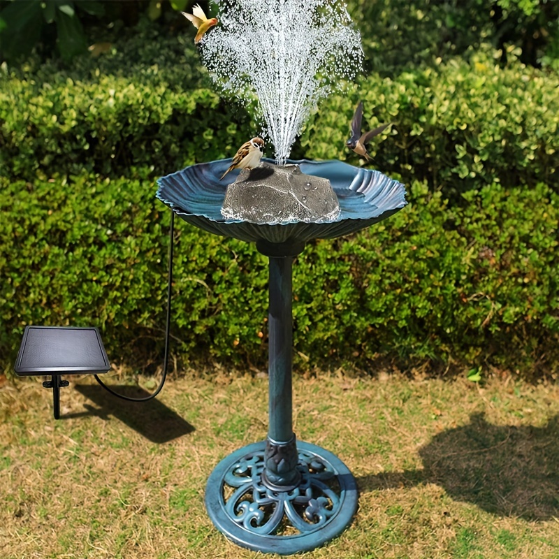 Solar powered Bird Bath Fountain Rock Sculpture Decorative Temu