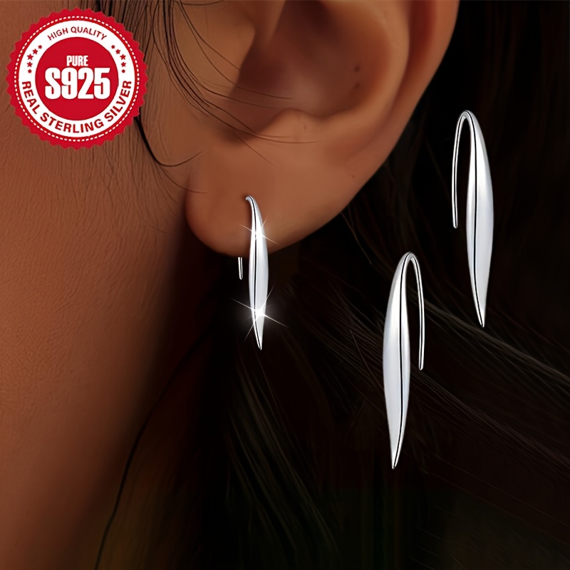 Image of 1 Pair Of S925 Hook Earrings, Simple And Versatile For Daily Women, Perfect Gift For Festive Occasions, Hypoallergenic