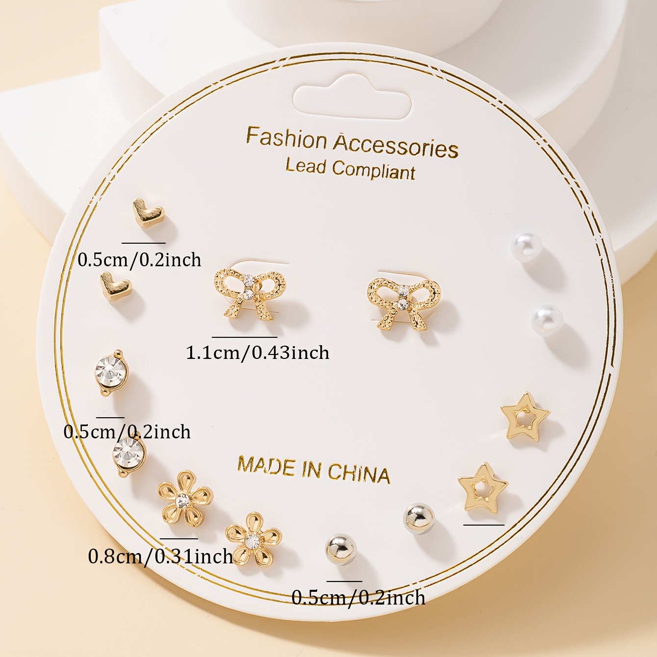 Women's 7 Pairs Plated Dangle Ear Studs, Multi-Style Set