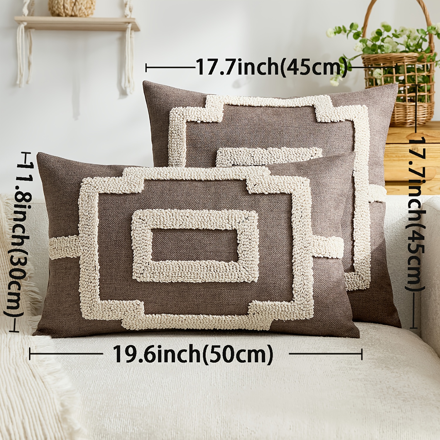 1pc, Bohemia Stripe Pillowcase, Geometric Throw Pillow Cover, Single Side Embroidery, Spring and Summer Pillowcases, Suitable for Sofa, Living Room, Bedroom Home Decoration, No Pillow Core