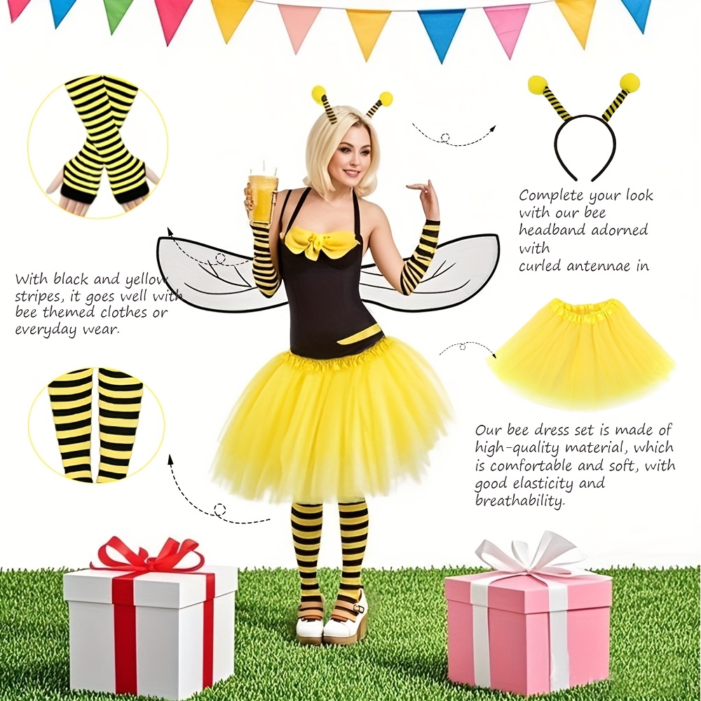 5pcs bumble bee costume women bee headband wings stockings - Temu United  Arab Emirates