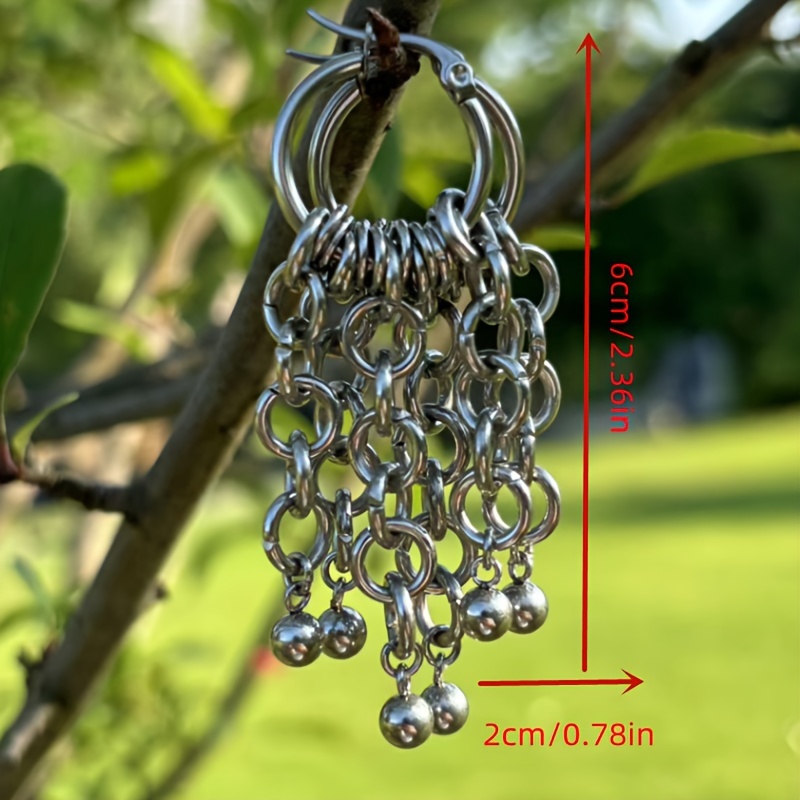 Y2K 304 Stainless Steel Drop Chain Hoop Earrings